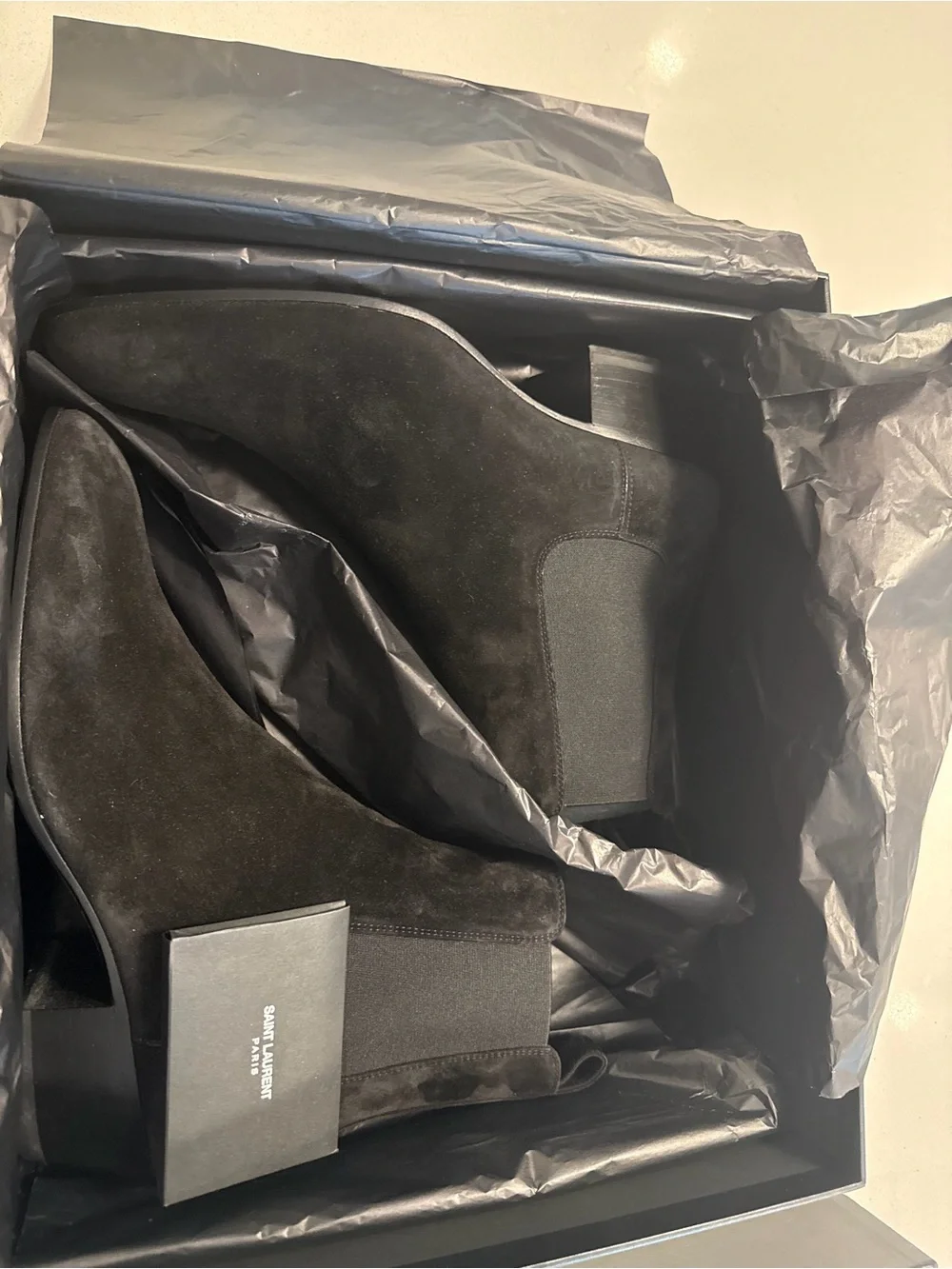 Yves Saint Laurent Black Suede Chelsea Boot